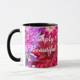 Heet Roze Abstract Waterverf Bloemige Dahlia Op Ma Mok