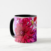 Heet Roze Abstracte Bloemige Dahlia Koffie Mok (Voorkant links)