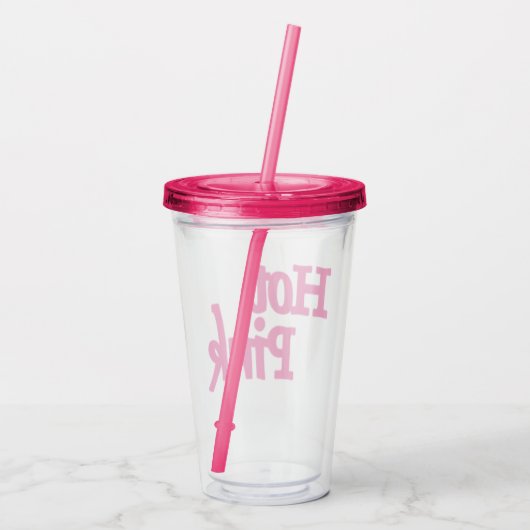 Heet Roze acryl tumbler Acryl Drinkbeker (Achterkant)
