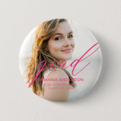 Heet Roze Afstuderen Eenvoudig Script Minimalistis Ronde Button 5,7 Cm (Voorkant)