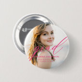 Heet Roze Afstuderen Eenvoudig Script Minimalistis Ronde Button 5,7 Cm (Voorkant /achterkant)