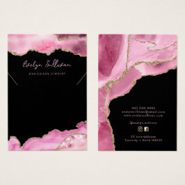 Heet roze agaat ketting display kaart