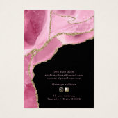 Heet roze agaat ketting display kaart (Achterkant)