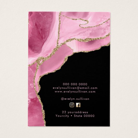 Heet roze agaat ketting display kaart (Achterkant)