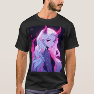 Heet Roze Anime Meisje Succubus Koakuma Duiveltje T-shirt