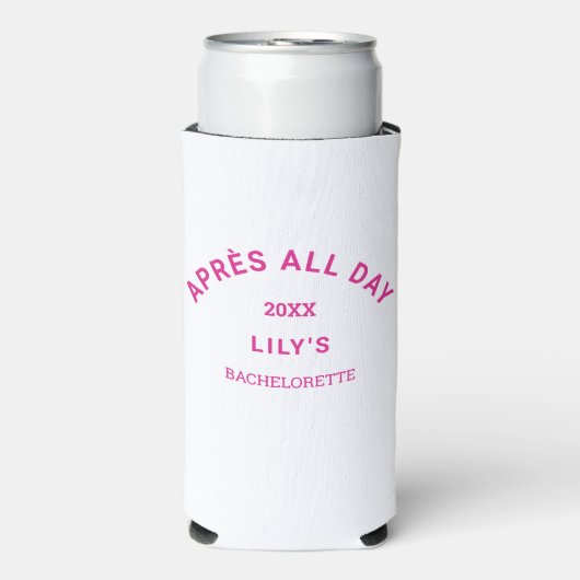 Heet roze après hele dag Bachelorette Ski Crest Seltzer Blikjeskoeler (Seltzer Voorkant)