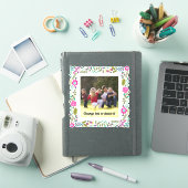 Heet roze, aqua en groen bloemig lijst met foto sticker (iPad Cover)