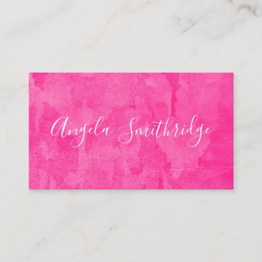Heet Roze Aquarel Achtergrond Visitekaartje (Voorkant)