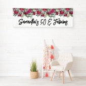 Heet Roze Aquarel Pioenrozen 50 & Fabulous Lang Spandoek (Insitu)