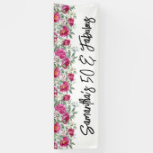 Heet Roze Aquarel Pioenrozen 50 & Fabulous Lang Spandoek (Verticaal)