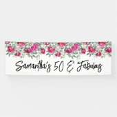 Heet Roze Aquarel Pioenrozen 50 & Fabulous Lang Spandoek (Horizontaal)