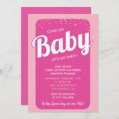Heet roze baby douche uitnodigingen Modern Elegant (Voorkant / Achterkant)