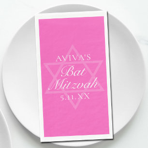 Heet Roze Bat Mitzvah Feest Ster van David Maatwer Servet