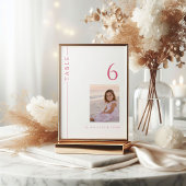Heet roze Bat Mitzvah tafelnummer met foto