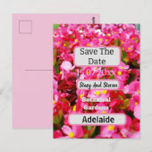 Heet Roze Begonia Bloemen Bewaar de datum, Briefkaart (Voorkant / Achterkant)