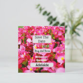 Heet Roze Begonia Bloemen Bewaar de datum, Save The Date (Staand voorkant)