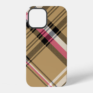 heet roze beige geruit tartan iPhone 12 hoesje