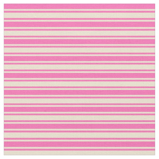 Heet Roze & Beige Gestreepte Patroon Stof (Close Up)