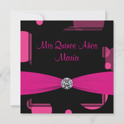 Heet Roze Bellen Quinceanera Kaart (Voorkant)