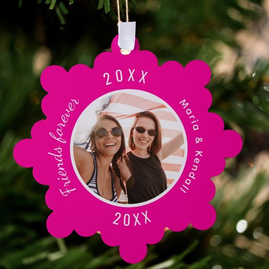 Heet roze beste vrienden foto ornament kaart