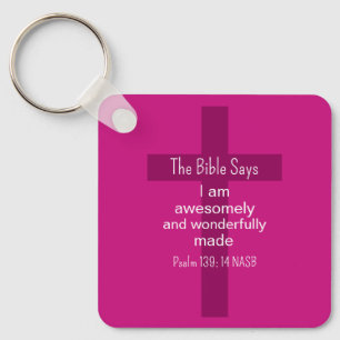 Heet Roze Bijbel Bevestiging Aanmoediging Christel Sleutelhanger
