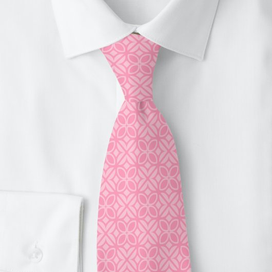 Heet Roze Bladeren & Lijnen Stropdas