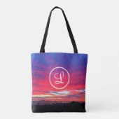 Heet roze blauw zonsondergang foto aangepaste mono tote bag (Achterkant)