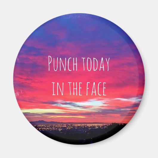 Heet roze blauw zonsondergang punch vandaag in het magneet (Voorkant)