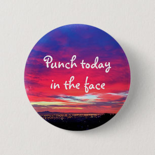 Heet roze blauw zonsondergang punch vandaag in het ronde button 5,7 cm