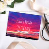 Heet-roze blauwe kustzonneschijn vandaag citaat briefkaart