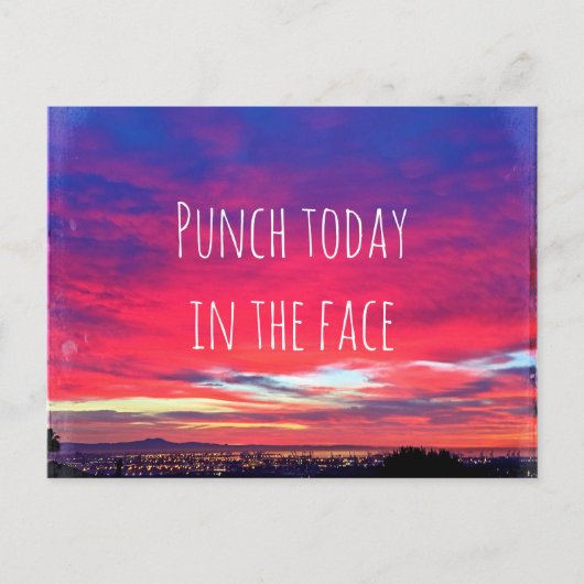 Heet-roze blauwe kustzonneschijn vandaag citaat briefkaart (Voorkant)