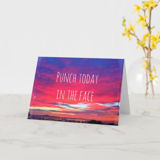 Heet-roze blauwe kustzonneschijn vandaag citaat kaart (Gele Bloem)