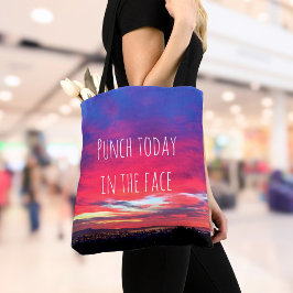 Heet roze blauwe zonsondergang Sla vandaag op het Tote Bag