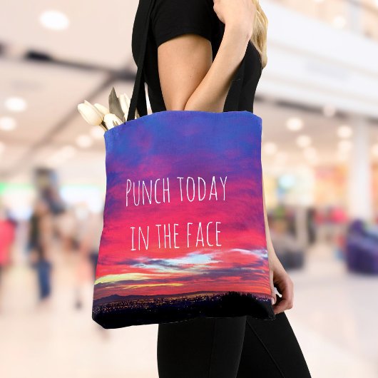 Heet roze blauwe zonsondergang Sla vandaag op het Tote Bag