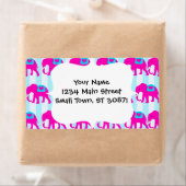 Heet Roze Blauwgroen Turquoise Blauwe Olifanten op Etiket (Insitu)