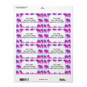 Heet Roze Blauwgroen Turquoise Blauwe Olifanten op Etiket (Full Sheet)