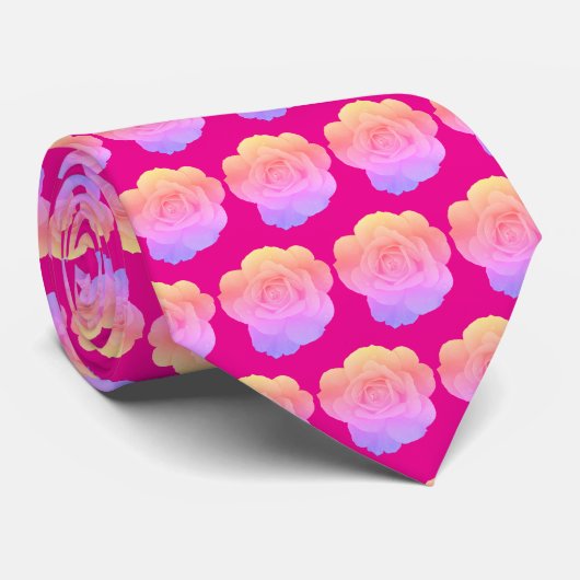 Heet Roze Bloem Roos Patronen Abstract Geschenk Fa Stropdas (Opgerold)