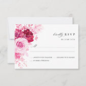 Heet Roze Bloemachtige Bruiloft RSVP Kaartje (Voorkant)