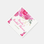 Heet Roze Bloemachtige Bruiloftsdouche Servet (Hoek)