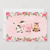 Heet Roze Bloemen Boerderij Dieren Ballonnen Verja Kaart (Achterkant)