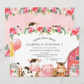 Heet Roze Bloemen Boerderij Dieren Ballonnen Verja Kaart (Voorkant / Achterkant)