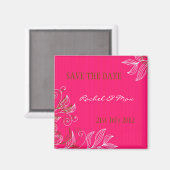 Heet Roze Bloemen Bruiloft Save The Date Magnet (Voorkant / Achterkant)