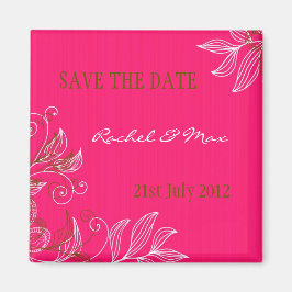 Heet Roze Bloemen Bruiloft Save The Date Magnet