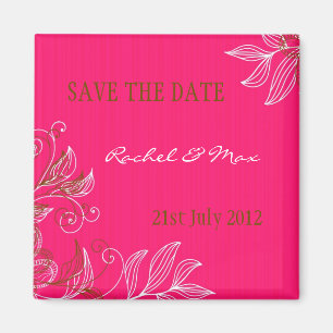 Heet Roze Bloemen Bruiloft Save The Date Magnet