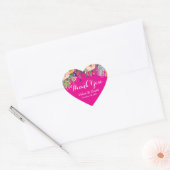 Heet roze bloemen dank u bruiloft gunst Stickers (Envelop)