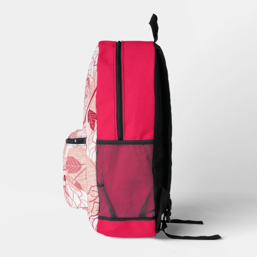 Heet Roze Bloemen Patroon met Bijbelvers Bedrukte Rugzak (Rechts)