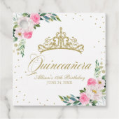 Heet Roze Bloemen Quinceanera Bedankjes Labels (Voorkant)