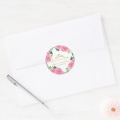 Heet Roze Bloemen Quinceanera Ronde Sticker (Envelop)