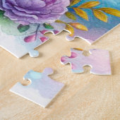 Heet roze bloemen schattig baby olifant en mama legpuzzel (Zijkant)