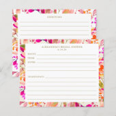 Heet Roze Bloemen Vrijgezellenfeest Recept Kaart (Voorkant / Achterkant)